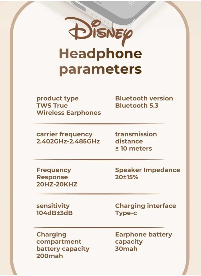 Disney - QS-T10 Clip-On Wireless Bluetooth 5.3 Kids Headphones Smart Touch Bambi - Image 1