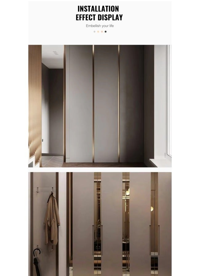 Aikenn 15mm Gold Wall Decorative Strips Stainless Steel Peel And Stick Mirror Decorative Strips Self-Adhesive Metal Decorative Strips Mirror Metallized Mirror Finish Suitable For Wall Mirror Frame Border Decorative Strips  - Image 5