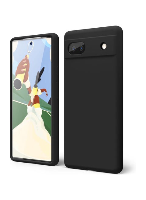 For Google Pixel 6a Silicone Back Color Cover,Camera Protection From Shocks From TPU Compatible For Google Pixel 6a (6.1'') (Black)