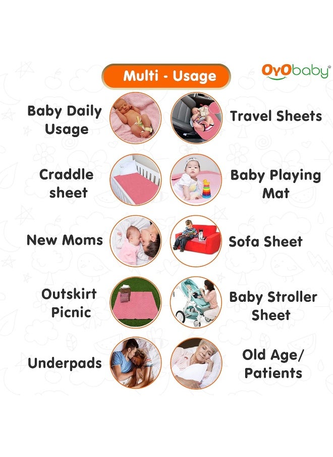 أيو بيبي ملاءة جافة واقية للسرير مقاومة للماء من OYO BABY - صغيرة (70 سم × 50 سم) (وردي راني)  - Image 2
