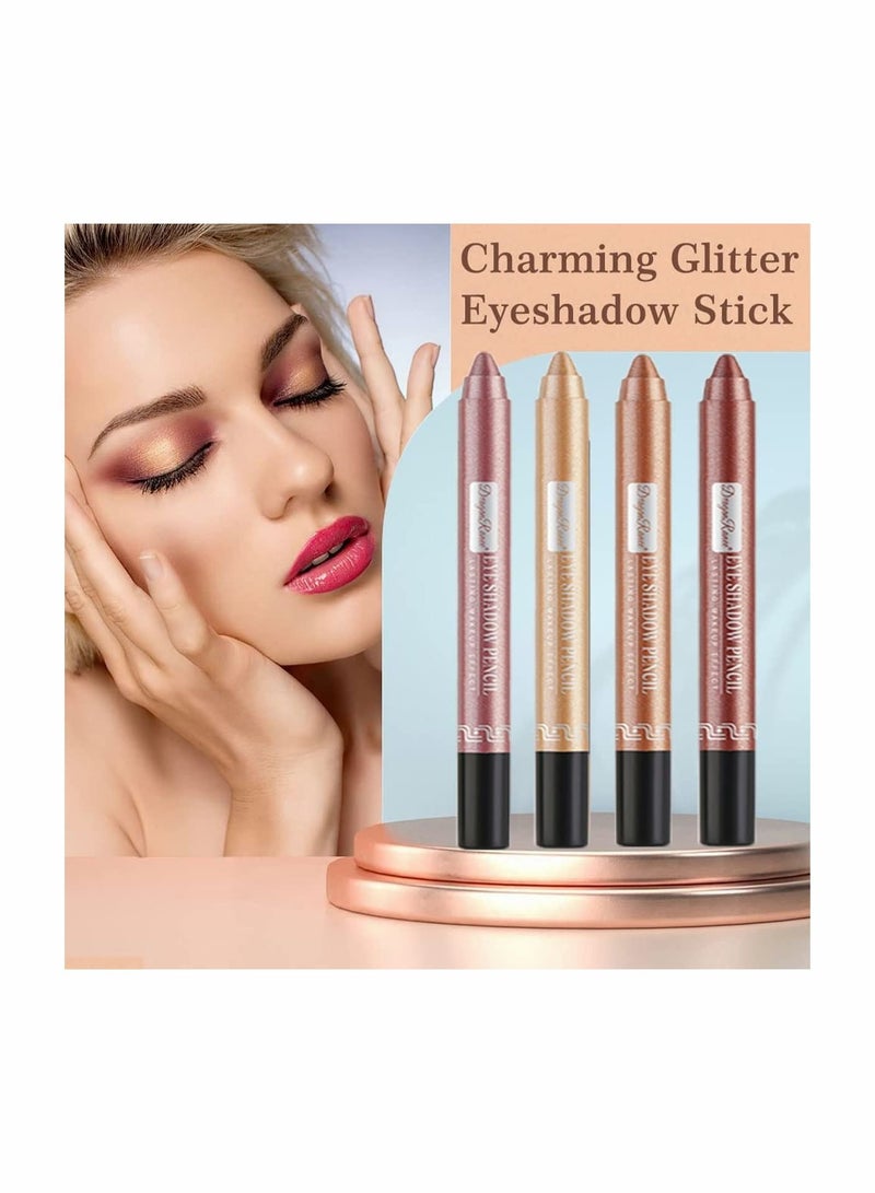 Captaintech 12 Pcs Eyeshadow Stick Set,Long Lasting Glitter Multi-Use Eyeliner Pencil &Eyeshadow Makeup Stick with Sharpener  - Image 2