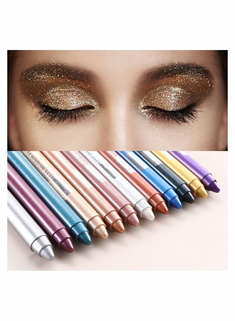 Captaintech 12 Pcs Eyeshadow Stick Set,Long Lasting Glitter Multi-Use Eyeliner Pencil &Eyeshadow Makeup Stick with Sharpener  - Image 5