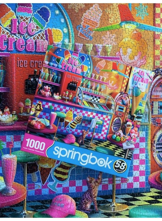 Springbok S 1000 Piece Jigsaw Puzzle Ice Cream Shop Made In Usa - Image 4