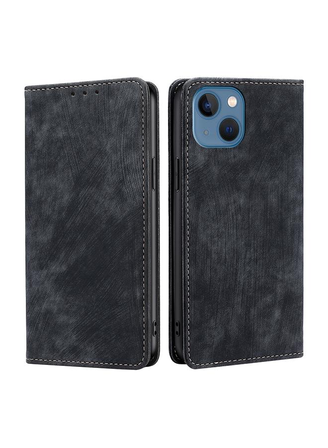 S-TOP Case For iPhone 14 Pro RFID Anti-theft Brush Magnetic Leather Phone Case - Image 1