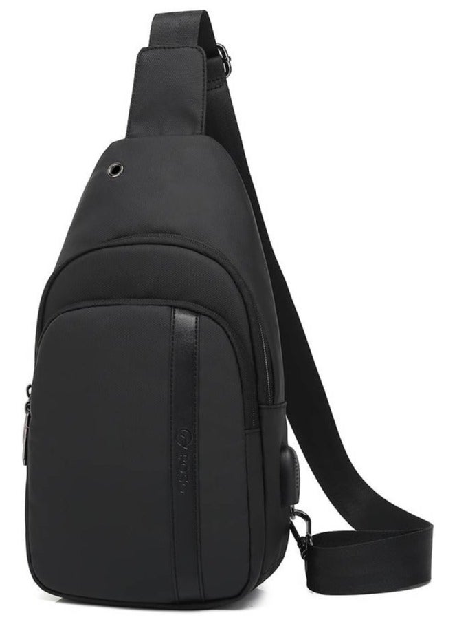 REBENUO Anti-theft shoulder bag, waterproof and equipped with a USB port - black color, model number ps-326 - Image 1