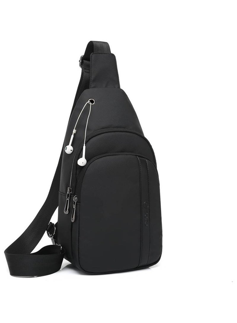 REBENUO Anti-theft shoulder bag, waterproof and equipped with a USB port - black color, model number ps-326 - Image 4