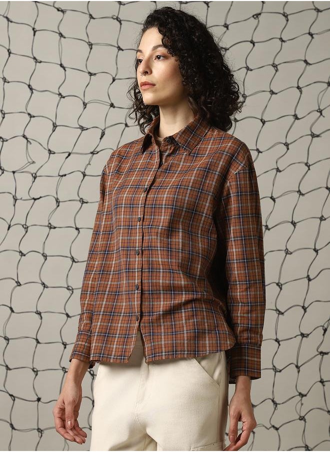 Hubberholme Women Oversized Fit Checked Casual Shirt  - Image 3