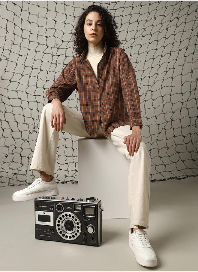 Hubberholme Women Oversized Fit Checked Casual Shirt  - Image 2