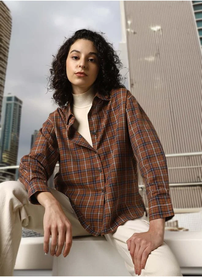 Hubberholme Women Oversized Fit Checked Casual Shirt