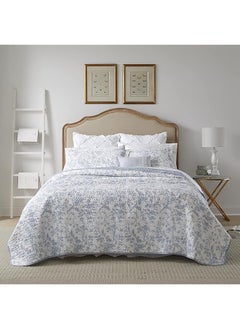 Home Amberley Collection Quilt Set 100 Percent Cotton Breathable And Lightweight Reversible Bedding Pre Washed For Added Softness Twin Spa Blue