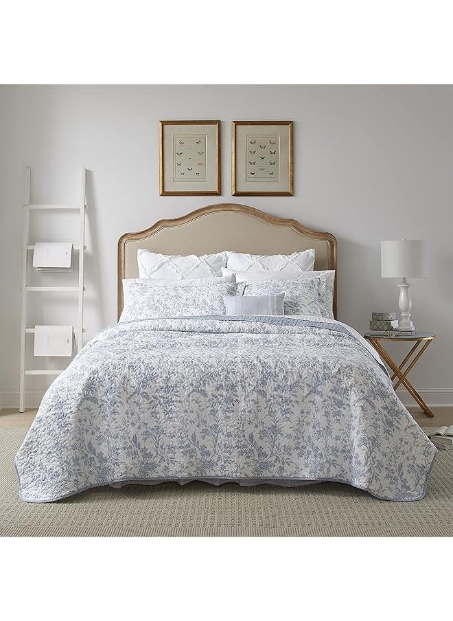 LAURA ASHLEY - Home Amberley Collection Quilt Set 100 Percent Cotton Breathable And Lightweight Reversible Bedding Pre Washed For Added Softness Twin Spa Blue - Image 1