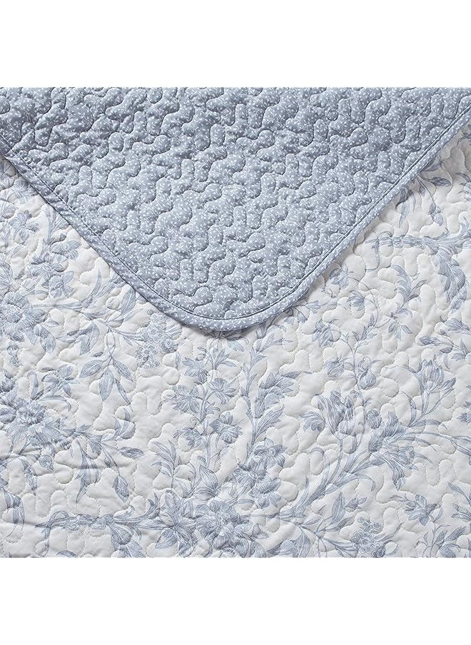 LAURA ASHLEY - Home Amberley Collection Quilt Set 100 Percent Cotton Breathable And Lightweight Reversible Bedding Pre Washed For Added Softness Twin Spa Blue - Image 1