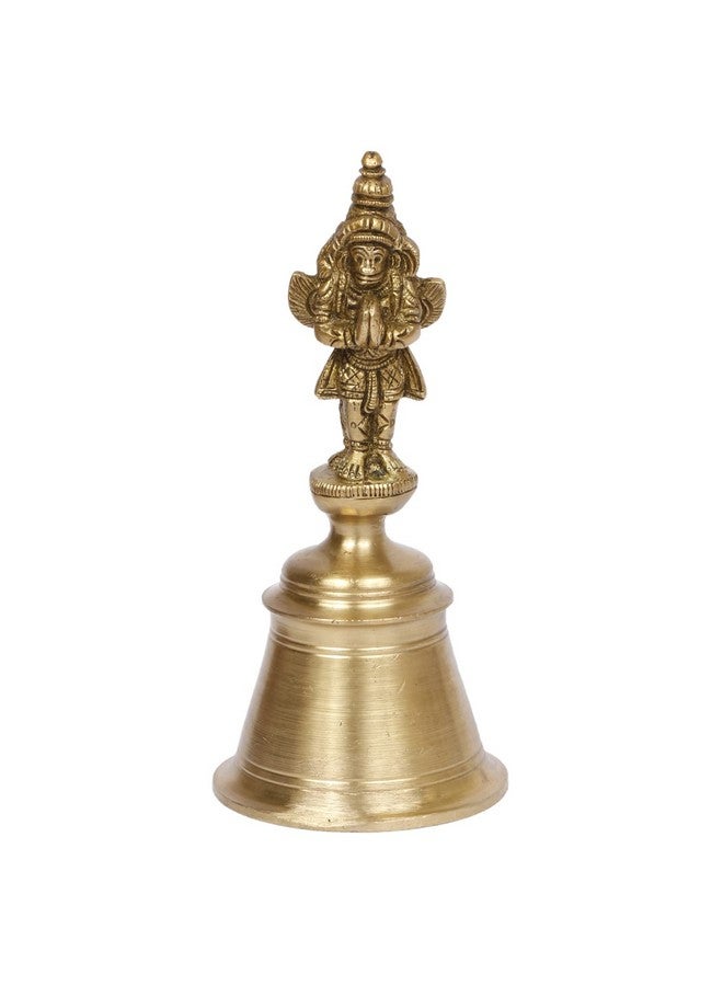 Kartique Brass Garuda Murti with Bell | Showpiece for Home Office Mandir Decor Gift Items Handheld Pooja Ghanti Height 6 Inch Gold Color - Image 1