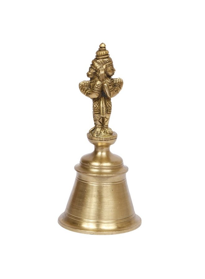 Kartique Brass Garuda Murti with Bell | Showpiece for Home Office Mandir Decor Gift Items Handheld Pooja Ghanti Height 6 Inch Gold Color - Image 3