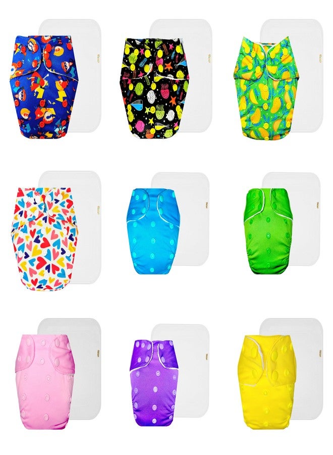 Dumbledo Premium Cloth Diaper with Cotton Insert (Pack of 9) | Hypoallergenic | Reusable & Washable | Quick Dry | Designed by Moms | 3 Months - 3 Years | Unisex Baby - Image 1