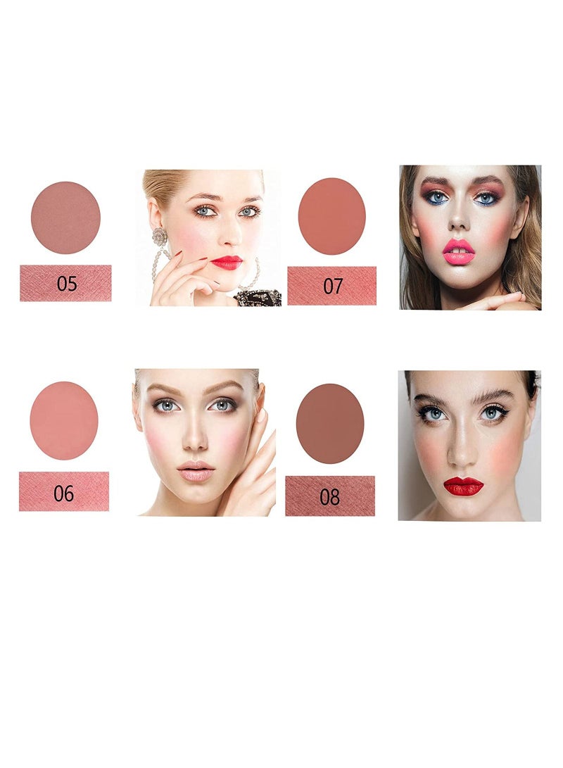SYOSI Blush Palette, Makeup 8 Color Contour and Highlight Blush Palette Matte Blush Powder Bright Shimmer Face Cosmetics Blusher Light Face Blush Palette with Blush Brush - Image 4
