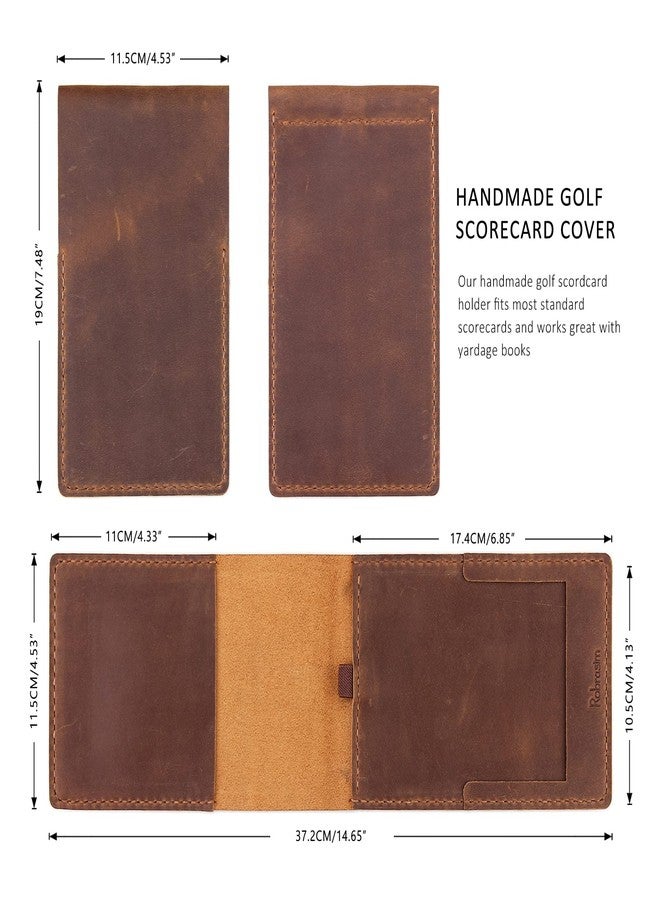 Robrasim Handmade Leather Yardage Book Cover, Leather Golf Scorecard Holder - Brown - Image 5