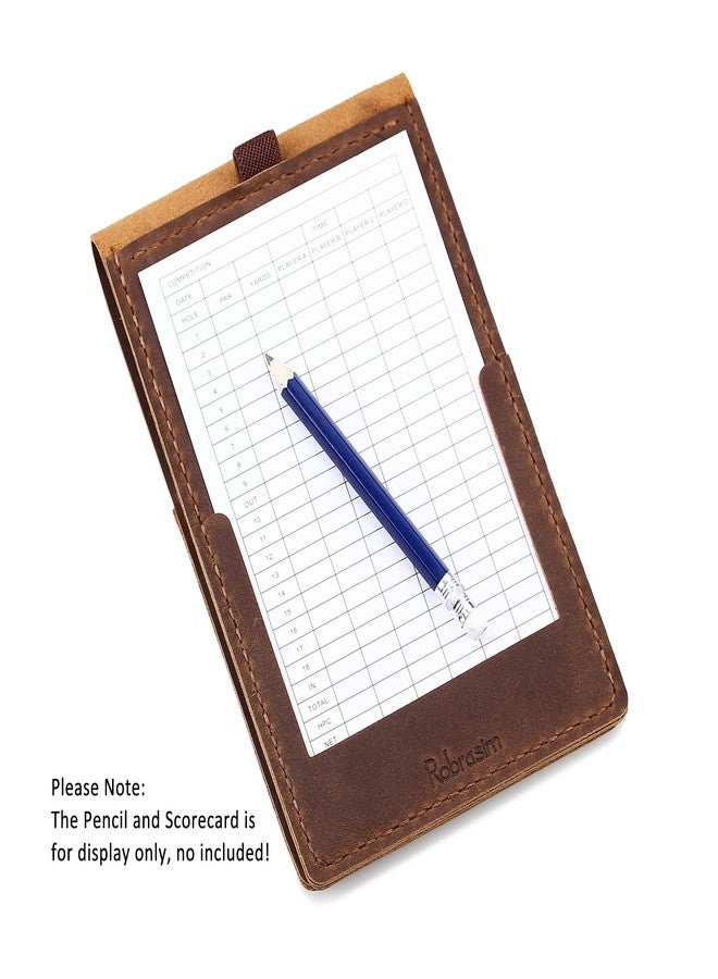 Robrasim Handmade Leather Yardage Book Cover, Leather Golf Scorecard Holder - Brown - Image 2