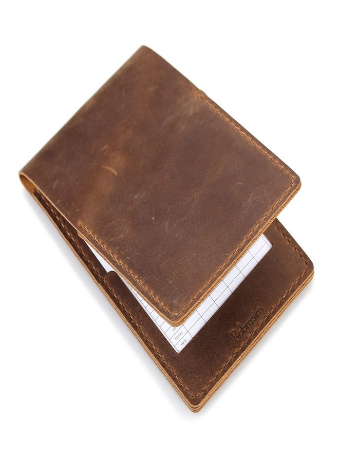 Robrasim Handmade Leather Yardage Book Cover, Leather Golf Scorecard Holder - Brown - Image 1