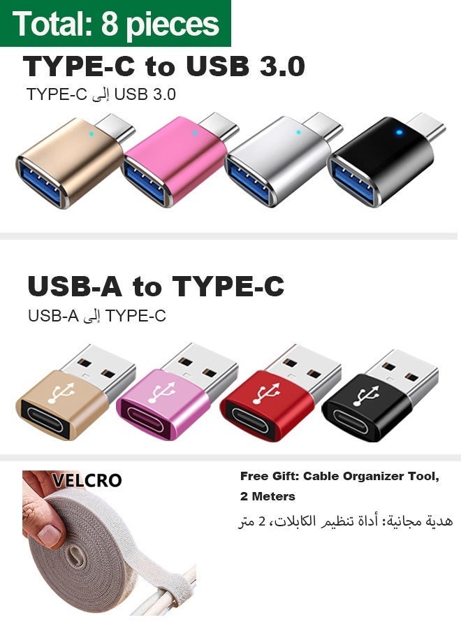 8-Piece USB Adapter Set: Type-C to USB 3.0 & USB-A to Type-C, High-Speed ​​Data Transfer, Aluminum Alloy Design, Multi-Device Compatibility - Image 1