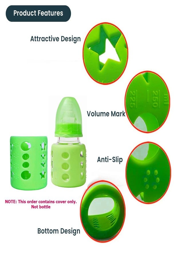 Safe-O-Kid BPA-Free Pure Silicone Bottle Cover – Soft, Non-Toxic, Protective Cover for Baby Bottles, Safe for Little Ones, Durable, Easy to Clean 60 ml, Green - Pack of 1 - Image 2