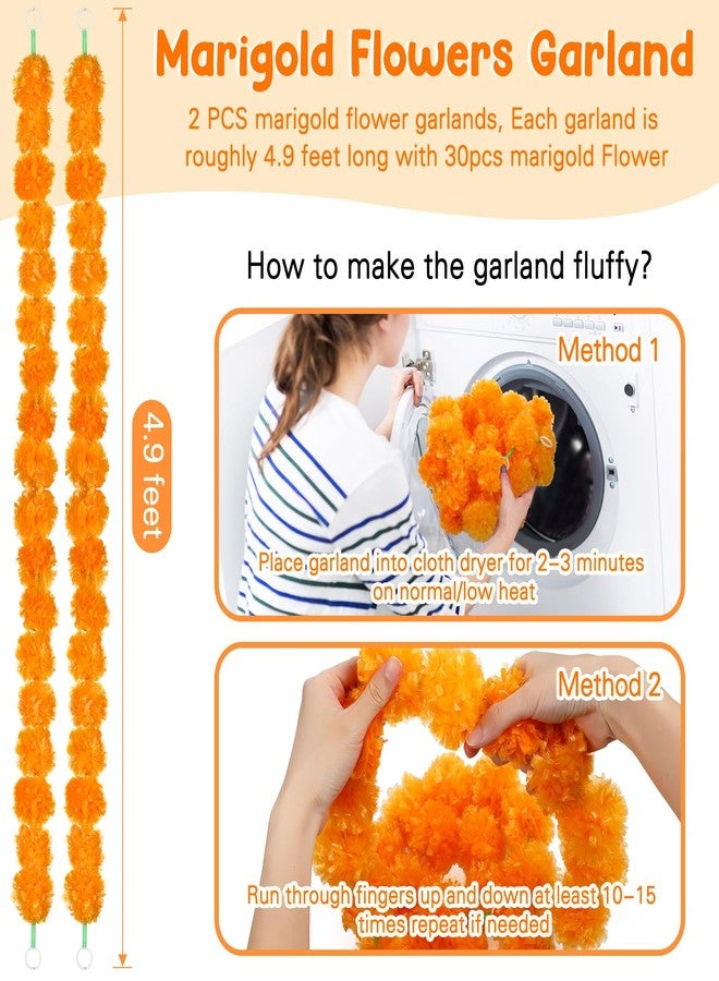 Hotop 24 Pcs Day of The Dead Decorations 2 Pcs Artificial Marigold Flowers Garland 9 Pcs Mexican Party Banner and 12 Pcs Monarch Butterfly Mexican Table Cover for Dia De Los Muertos - Image 5