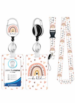 Excefore ID Badge Holder with Lanyard and Retractable Reel Clip, Boho Card Name Tag Vertical Protector Bage Clips for Nurse Nursing Doctor Student  - Image 1