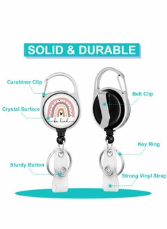 Excefore ID Badge Holder with Lanyard and Retractable Reel Clip, Boho Card Name Tag Vertical Protector Bage Clips for Nurse Nursing Doctor Student  - Image 5