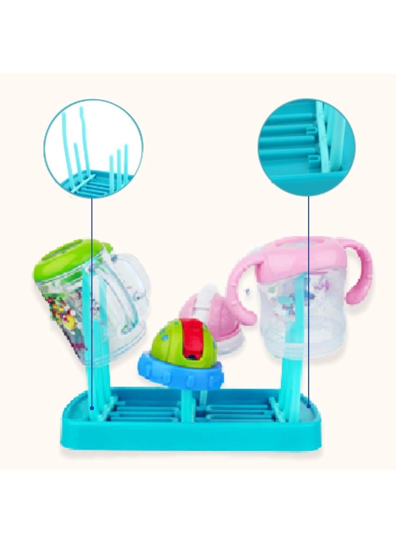 Syga SYGA Foldable Plastic Baby Bottle Drying Racks Feeding Cup Nipple Storage Shelf Stand Holder (Blue)  - Image 2