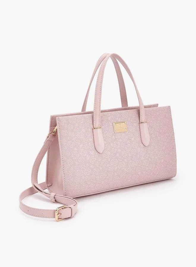 Flora Bella By Shoexpress PINK Flora Bella Floral Textured Tote Bag with Detachable Strap for Women | Best Price UAE