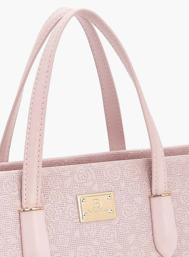 Flora Bella By Shoexpress PINK Flora Bella Floral Textured Tote Bag with Detachable Strap for Women | Best Price UAE