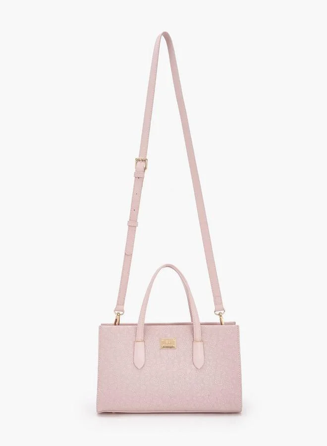 Flora Bella By Shoexpress PINK Flora Bella Floral Textured Tote Bag with Detachable Strap for Women | Best Price UAE