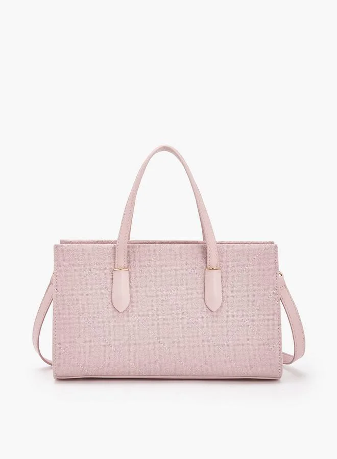 Flora Bella By Shoexpress PINK Flora Bella Floral Textured Tote Bag with Detachable Strap for Women | Best Price UAE