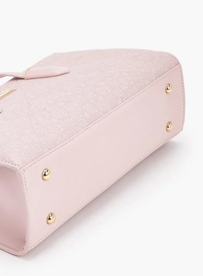 Flora Bella By Shoexpress PINK Flora Bella Floral Textured Tote Bag with Detachable Strap for Women | Best Price UAE