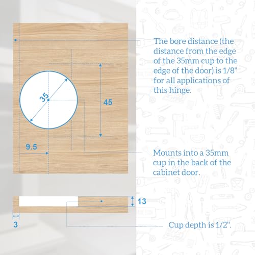 Quini Blum Cabinet Hinge Replacement, 8-Pack,Cabinet Door Hinges Replaces Blum 110 Degree Screw-in Compact 33 Hinge, Hinges for Cabinet Doors (with Screws, Without Mounting Plate) - Image 4