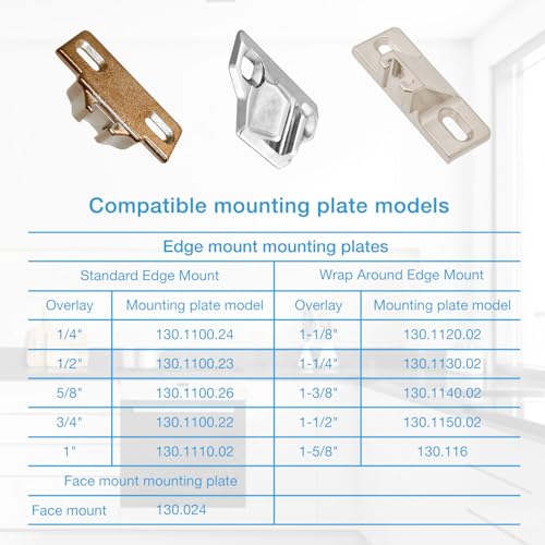 Quini Blum Cabinet Hinge Replacement, 8-Pack,Cabinet Door Hinges Replaces Blum 110 Degree Screw-in Compact 33 Hinge, Hinges for Cabinet Doors (with Screws, Without Mounting Plate) - Image 3