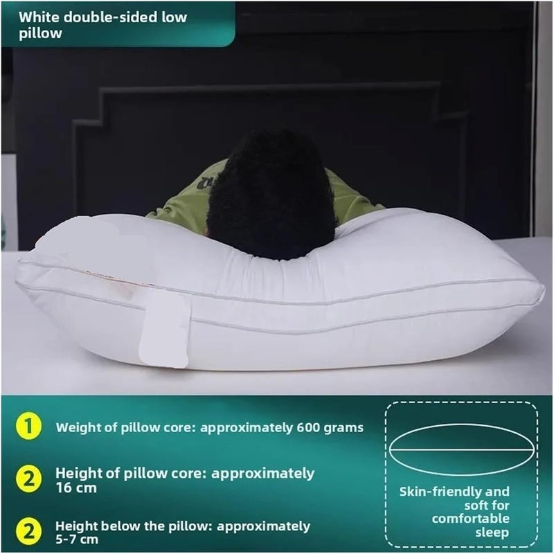 High Pillow 48x74 Non-Sagging Star Hotel Special Core Pair Homestay Household,Compatible for Bedroom([Sided Low Pillow] Single (74x48)) - Image 3