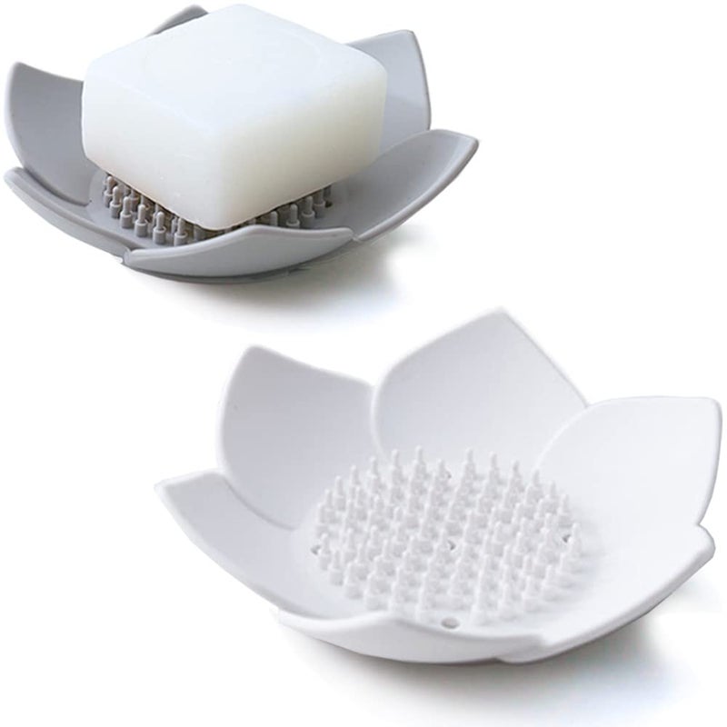Silicone Soap Dishes with Draining  2 Pack for Shower Sink and Bathtub Extend Soap Life