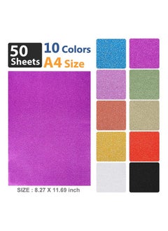 UCEC Glitter Cardstock Paper 50 Sheets 10 Colors Selfadhesive Sparkly Paper For Card Making Glitter Paper For Craft Diy Child'S Projects Halloween Birthday Party Scrapbooking Gift Box A4 80 Gsm  - Image 3
