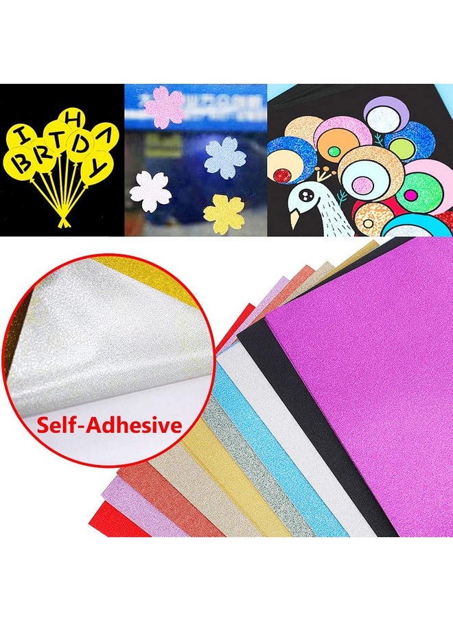 UCEC Glitter Cardstock Paper 50 Sheets 10 Colors Selfadhesive Sparkly Paper For Card Making Glitter Paper For Craft Diy Child'S Projects Halloween Birthday Party Scrapbooking Gift Box A4 80 Gsm  - Image 4