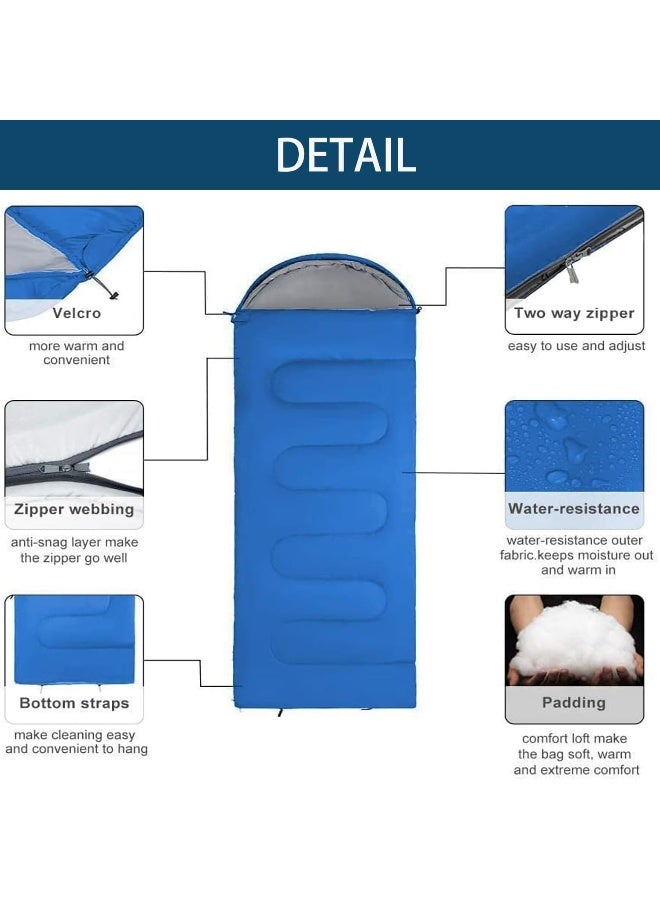 MOMENT Outdoor Camping Sleeping Bag For Adult, Lightweight 180Cm Length Bag 30Cm Cap Envelope Design Sleeping Bag With Eyemask Sleep Bags For Kids Adults Girls Women For Backpacking/Hiking  - Image 5