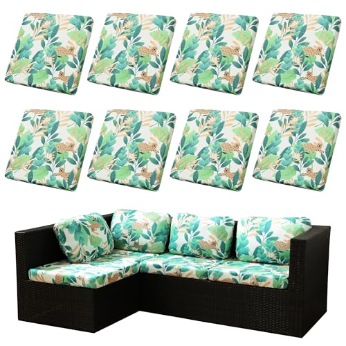 BIETYONE 8Pcs Stretch Patio Cushion CoversOutdoor Couch Covers ReplacementOutdoor Couch Sofa Slipcoversfor Patio Furniture Cushion CoversWashable Reusable urniture ProtectorLeopard8PCS - Image 1