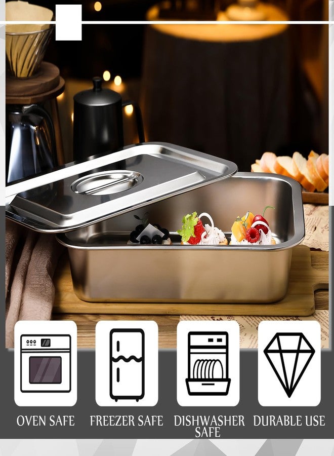 Funnymoom 2 Sets Deep Lasagna Baking Pan with Lid, 11 x 14.2 x 3 Inch 5.3 Qt Large Stainless Steel Nonstick Lasagna Baking Roasting Pans Casserole Dishes for Oven with Lids - Image 5