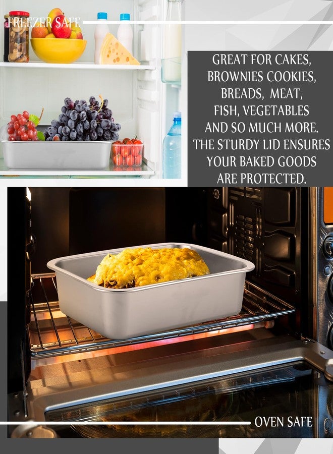 Funnymoom 2 Sets Deep Lasagna Baking Pan with Lid, 11 x 14.2 x 3 Inch 5.3 Qt Large Stainless Steel Nonstick Lasagna Baking Roasting Pans Casserole Dishes for Oven with Lids - Image 2