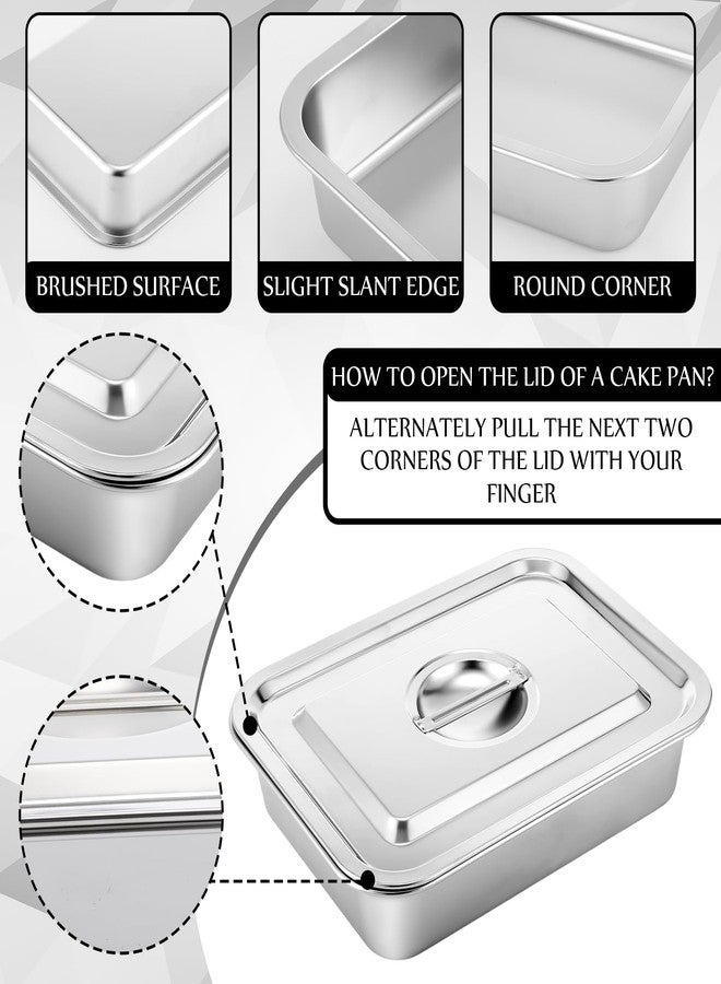 Funnymoom 2 Sets Deep Lasagna Baking Pan with Lid, 11 x 14.2 x 3 Inch 5.3 Qt Large Stainless Steel Nonstick Lasagna Baking Roasting Pans Casserole Dishes for Oven with Lids - Image 4