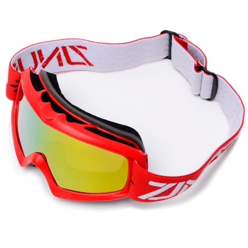 ZJNUO Kids Teens Child Youth ATV Dirt Bike Goggles Motorcycle Motocross Off Road Riding Racing Cycling Goggle for Boys and Girls (Red Color) - Image 1