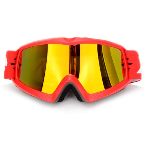 ZJNUO Kids Teens Child Youth ATV Dirt Bike Goggles Motorcycle Motocross Off Road Riding Racing Cycling Goggle for Boys and Girls (Red Color) - Image 2