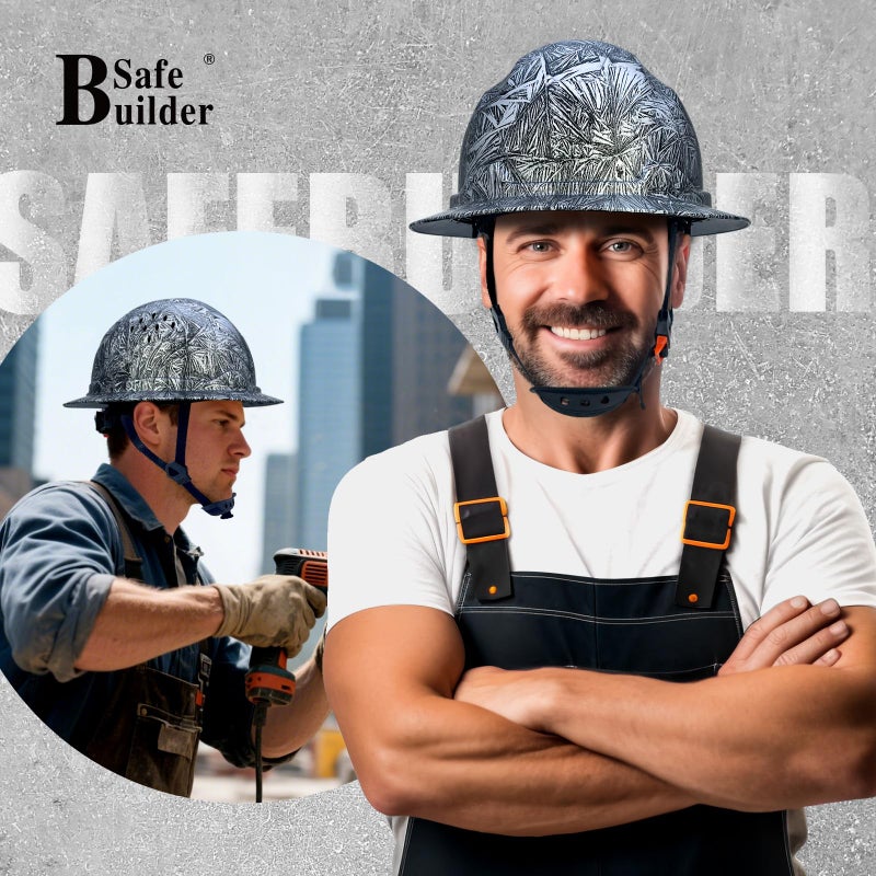 SAFEBUILDER SBD-G1C Construction Full Brim Safety Helmet HDPE Hard Hat Vented Hardhats Sunshade Carbon Fiber Pattern Industrial Work Certified ANSI/ISEA Z89.1 (GangMu Full Brim Hard Hats) - Image 5