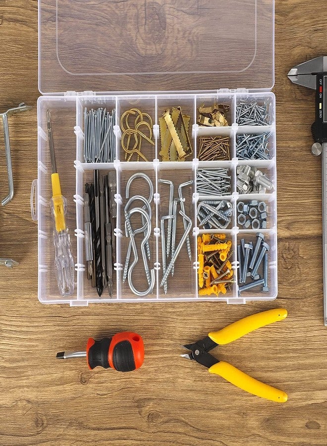 Feinerman Multipurpose 36 Grid Earrings Storage Box with Adjustable Dividers, Plastic Transparent Organizer for Jewelry, Beads, Medicine, Crafts, Screws, and Travel Use - Image 3