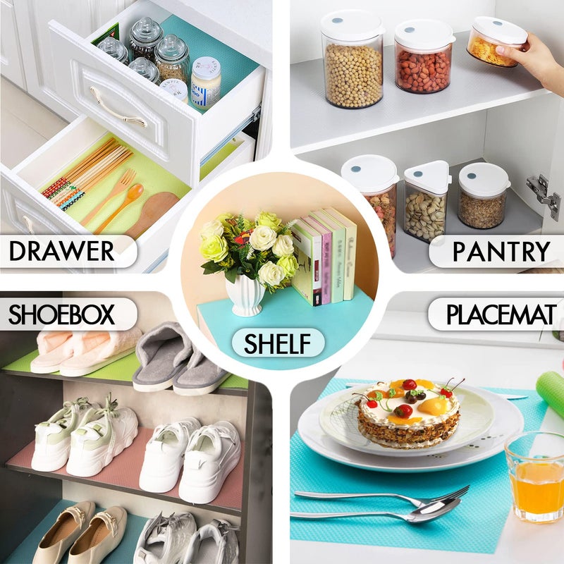 MayNest 12 Pcs Refrigerator Liners MayNest Washable Mats Covers Pads Home Kitchen Gadgets Accessories Organization for Top Freezer Glass Shelf Wire Shelving Cupboard Cabinet Drawers 4 Blue4 Green4 Red  - Image 5